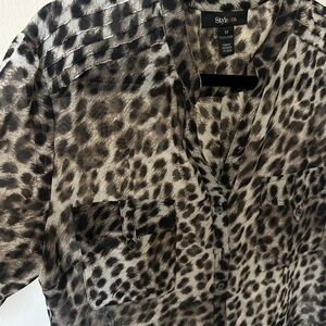Style & Co Animal Print Button-Up Top